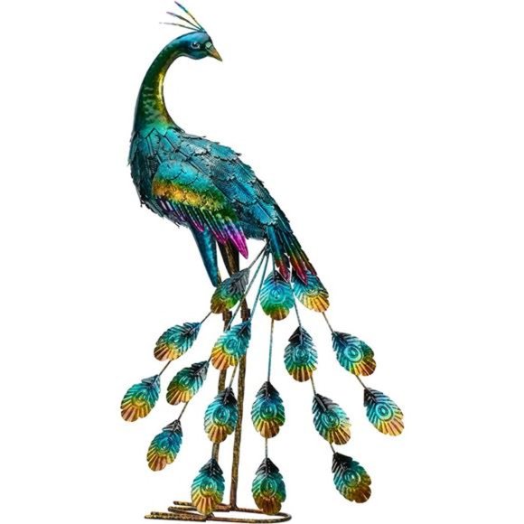 Other - Metal Peacock Garden Statue and Sculpture, Peacocks Yard Art Lawn Ornament(1-Pc)